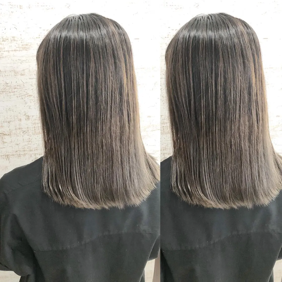 セミロング カラー バレイヤージュ グラデーションカラー レイヤーカット 透明感カラー/韓国 ブリーチ/古橋のヘアスタイル