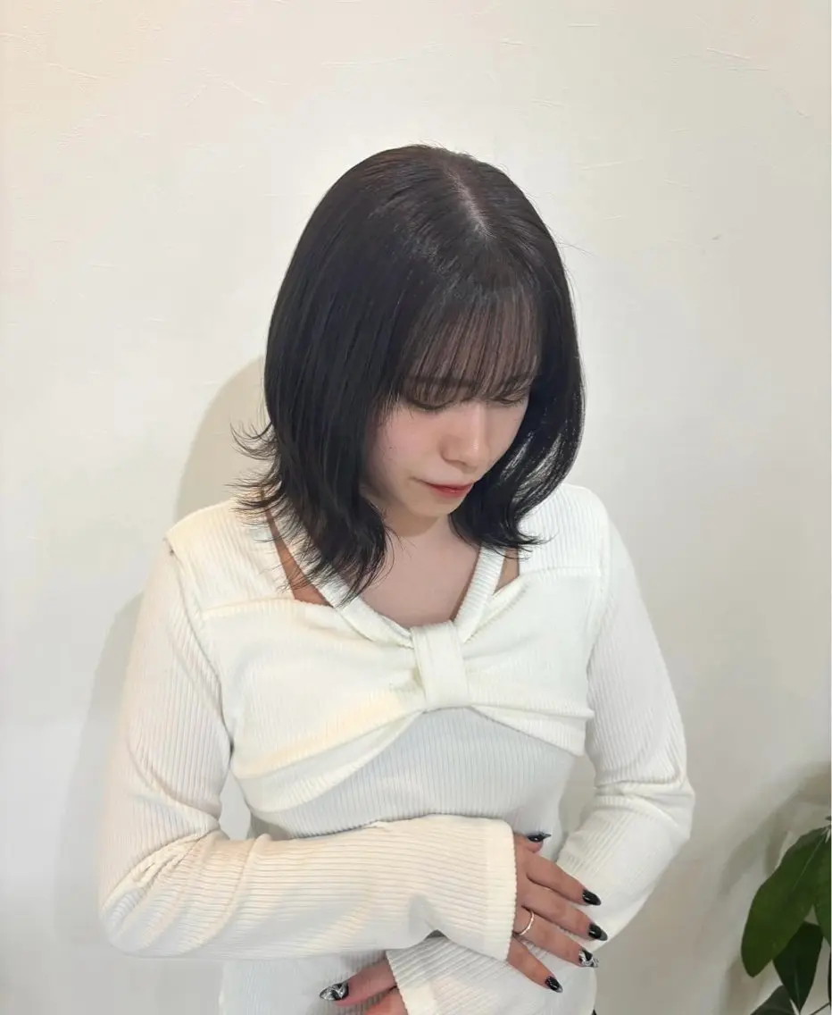 ミディアム ボブ 顔周りカット カット ヘアカラー ハッシュカット・ハイ レイヤー/kanonのヘアスタイル