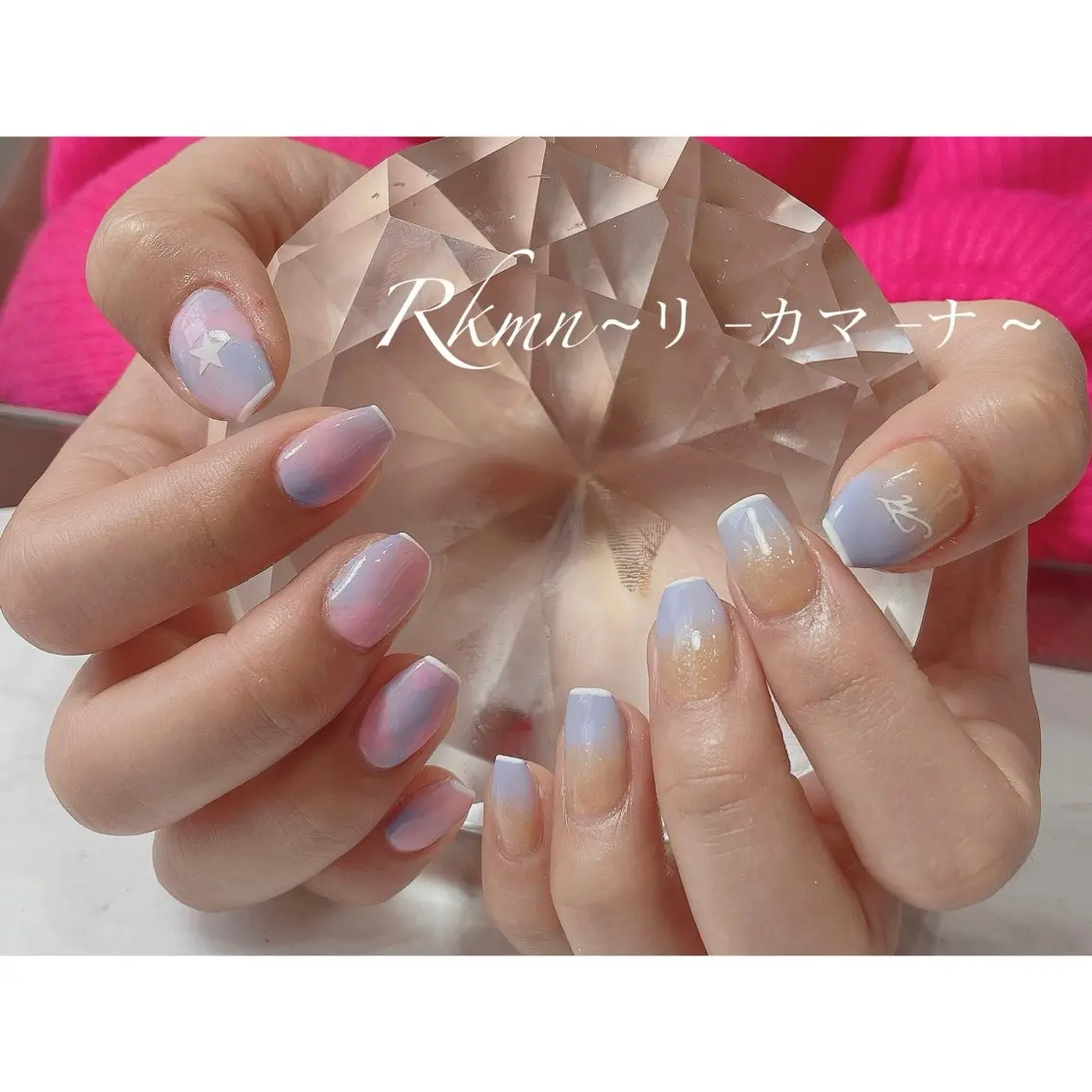 ネイル アートネイル フレンチネイル グラデーション 春ネイル ハンドネイル フットネイル ハンドケア Rkmn ~リ-カマ-ナ~のネイルデザイン
