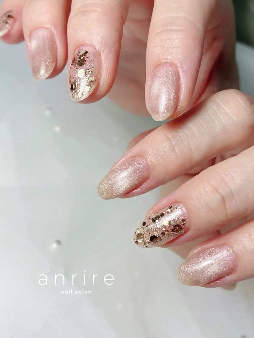 ネイル ラメ(グリッター) マグネットネイル オフィスネイル シンプルネイル ハンドネイル nailsalon anrireのネイルデザイン
