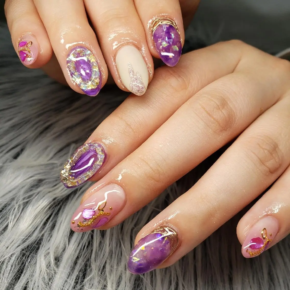 ネイル ニュアンスネイル パープル 春ネイル ハンドネイル Nail salon Coco【溝の口駅】のネイルデザイン