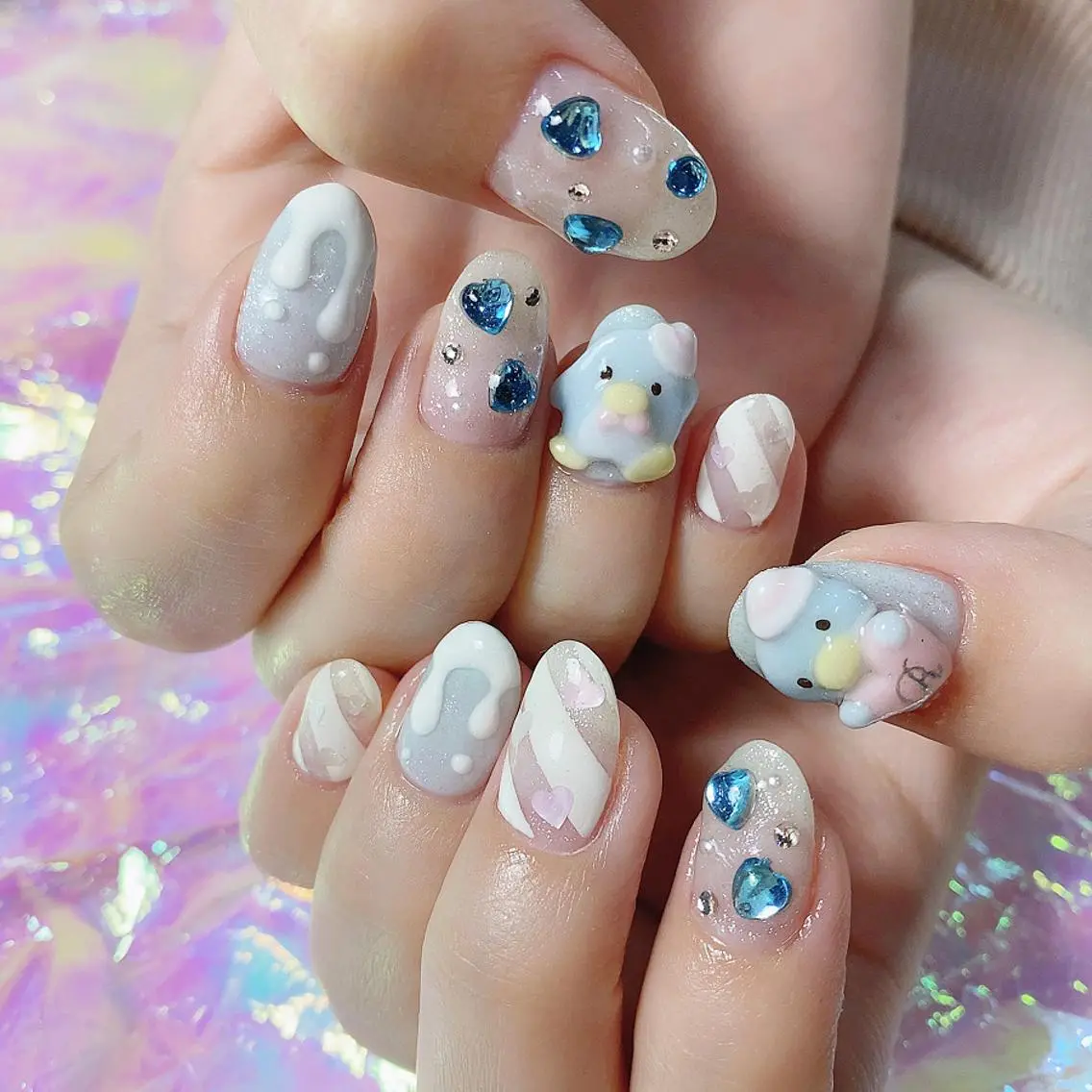 ネイル 渋谷／チップ長さ出し 👑アプレgel-xのネイルデザイン