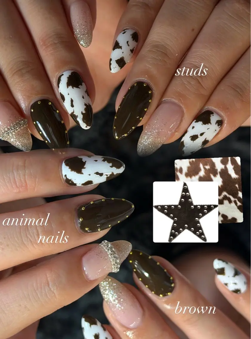 ネイル アニマル柄 ショートネイル 冬ネイル ハンドネイル Luann nail Sakiのネイルデザイン