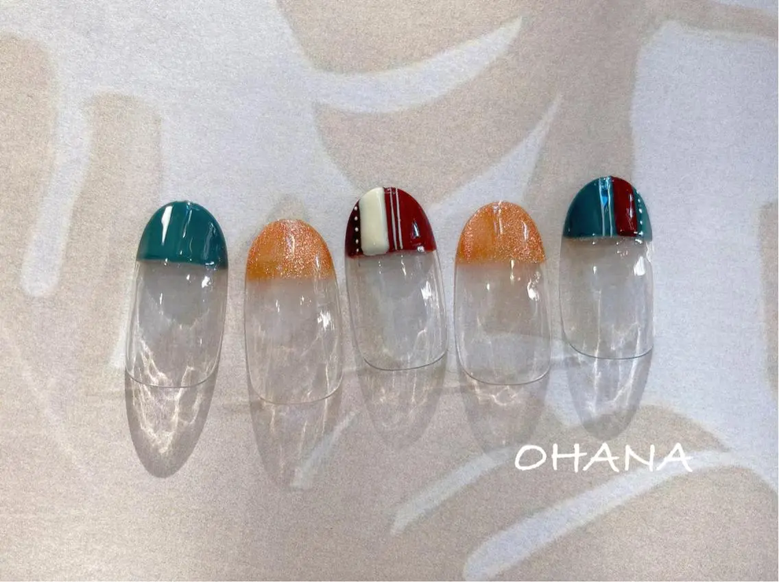 ネイル べっ甲ネイル フットネイル マグネットネイル ミラーネイル ニュアンスネイル nailroom OHANA🌴のネイルデザイン