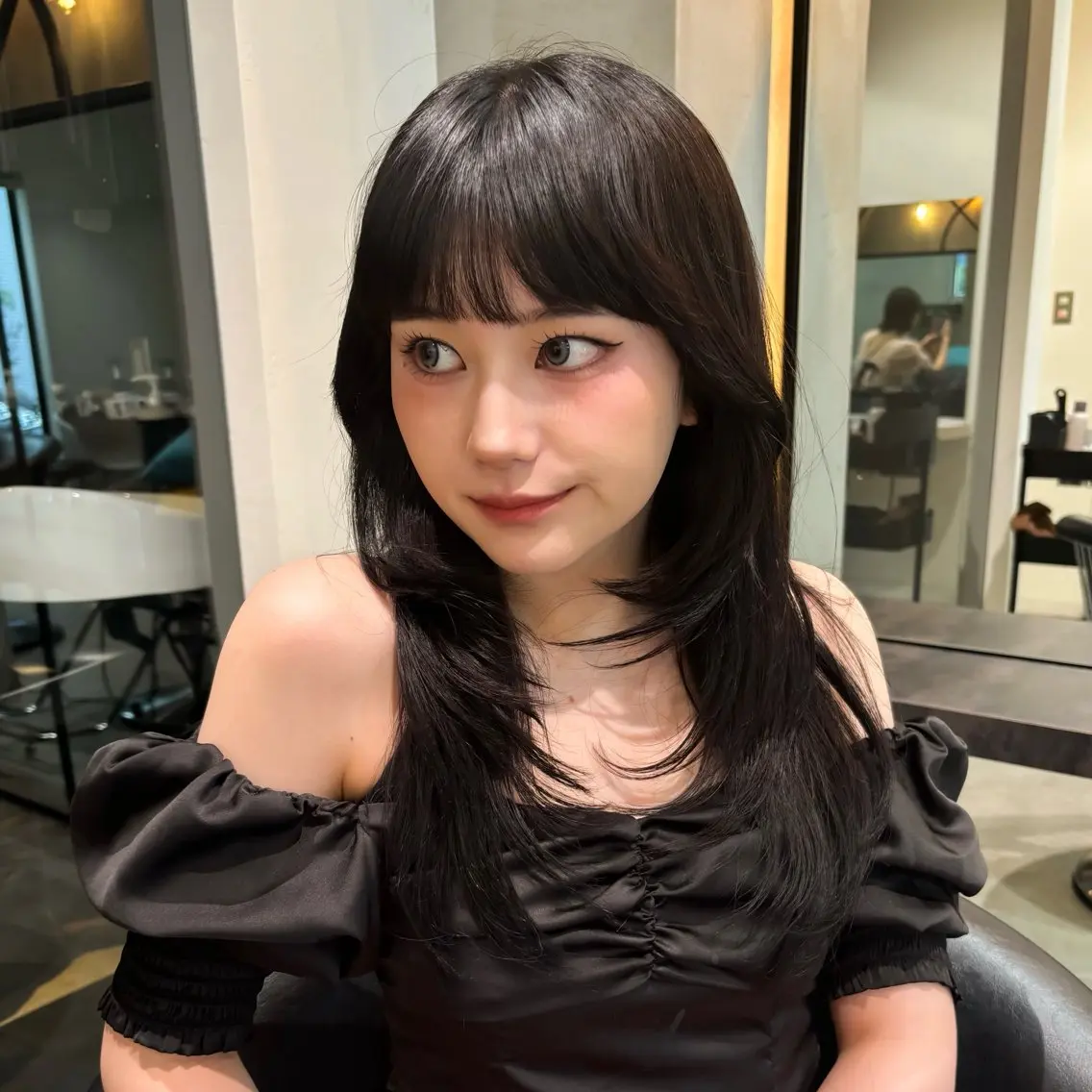 セミロング レイヤーカット カット ヘアカラー トリートメント 🤍aimi🤍 ウルフ/韓国ヘアのヘアスタイル