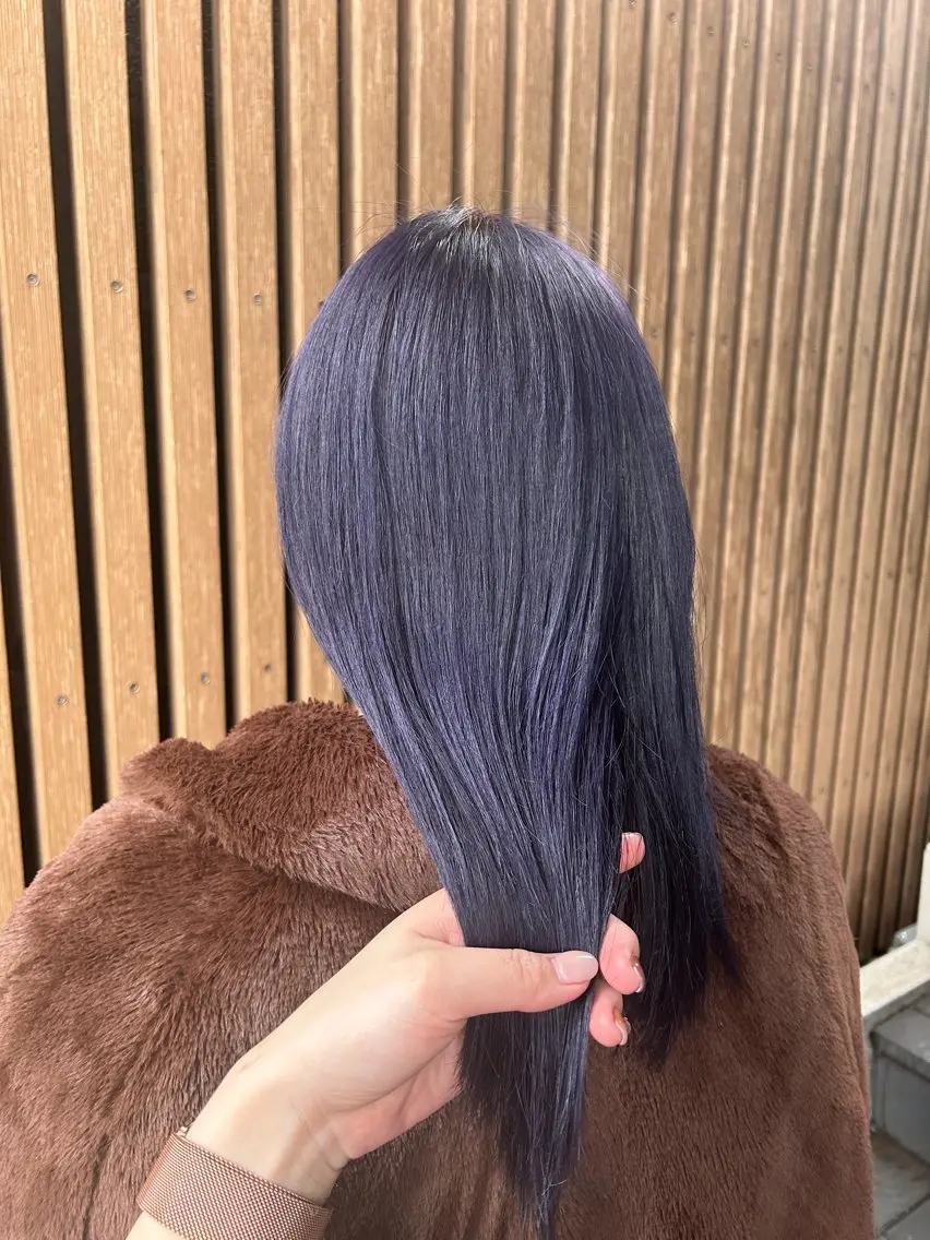 ミディアム カラー ブルーカラー ブリーチなしカラー/ ボブ//おとは🌱のヘアスタイル