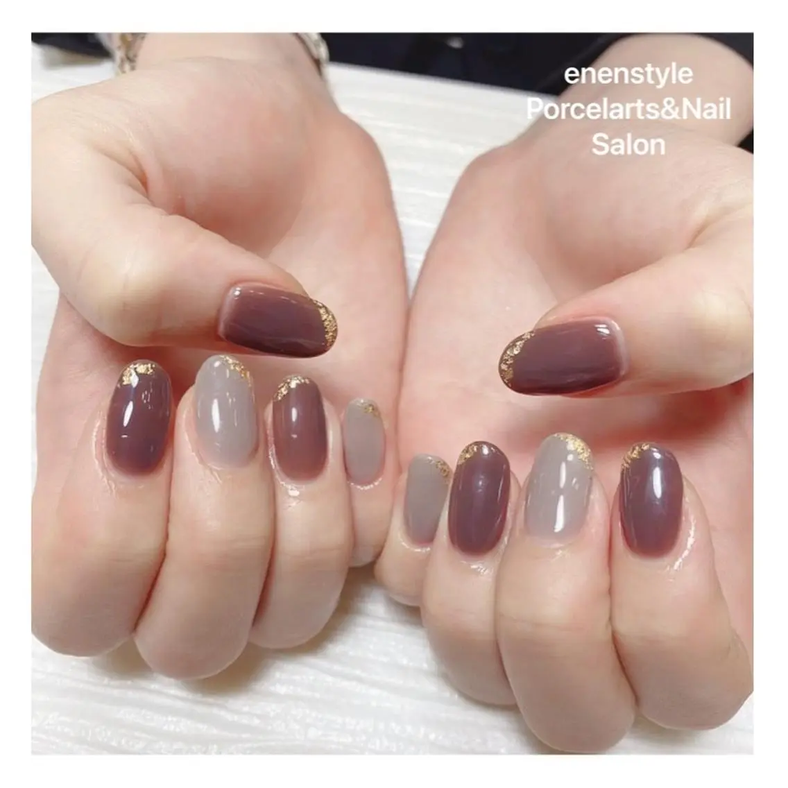 ミディアム ネイル ハンドネイル 🐾enen style 🐾のネイルデザイン