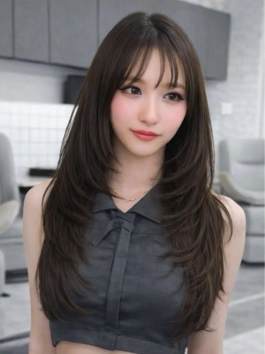 ロング くびれヘア 顔周りカット 韓国風ヘア レイヤーカット シースルーバング カット ヘアカラー トリートメント ヘッドスパ ヘアセット 韓国ヘア×2way 🇰🇷和知拓郎のヘアスタイル