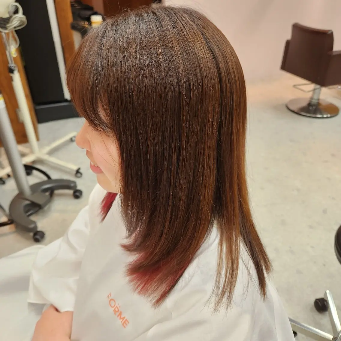 セミロング カラー パーマ ストレートパーマ FORME野口 晴香のヘアスタイル