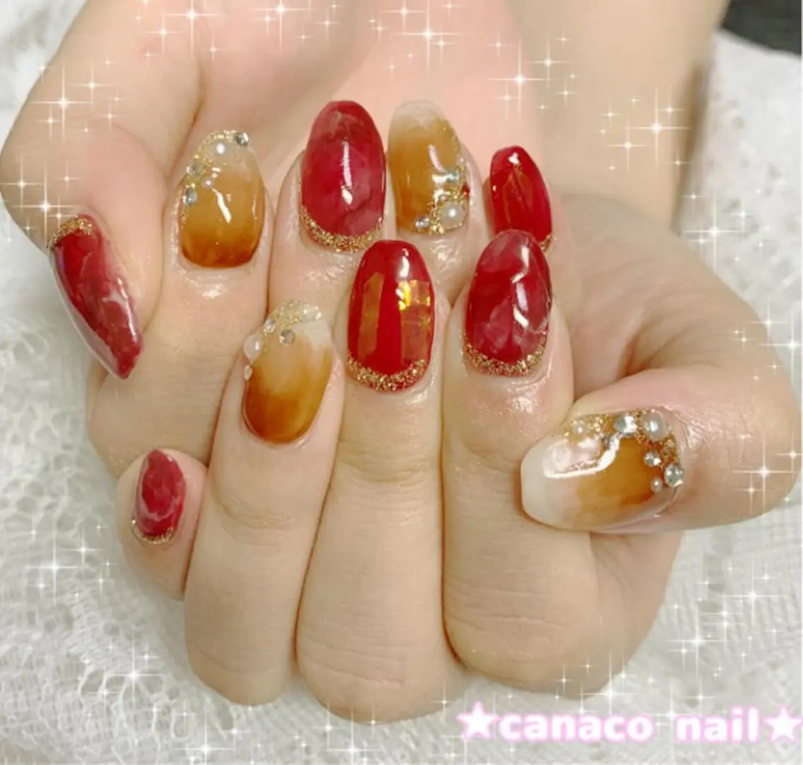 ネイル アートネイル べっ甲ネイル クリアネイル ジェルネイル グラデーション ハンドネイル ハンドケア ベテランネイル cnc nailのネイルデザイン