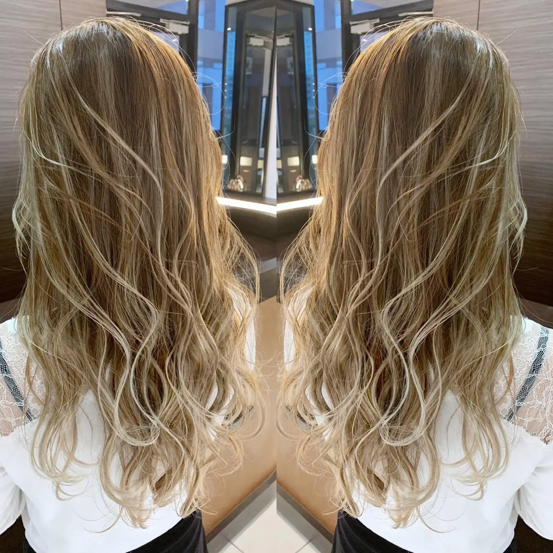 セミロング ハイライト レイヤーカット Merci メルシー 福岡、今泉のヘアスタイル