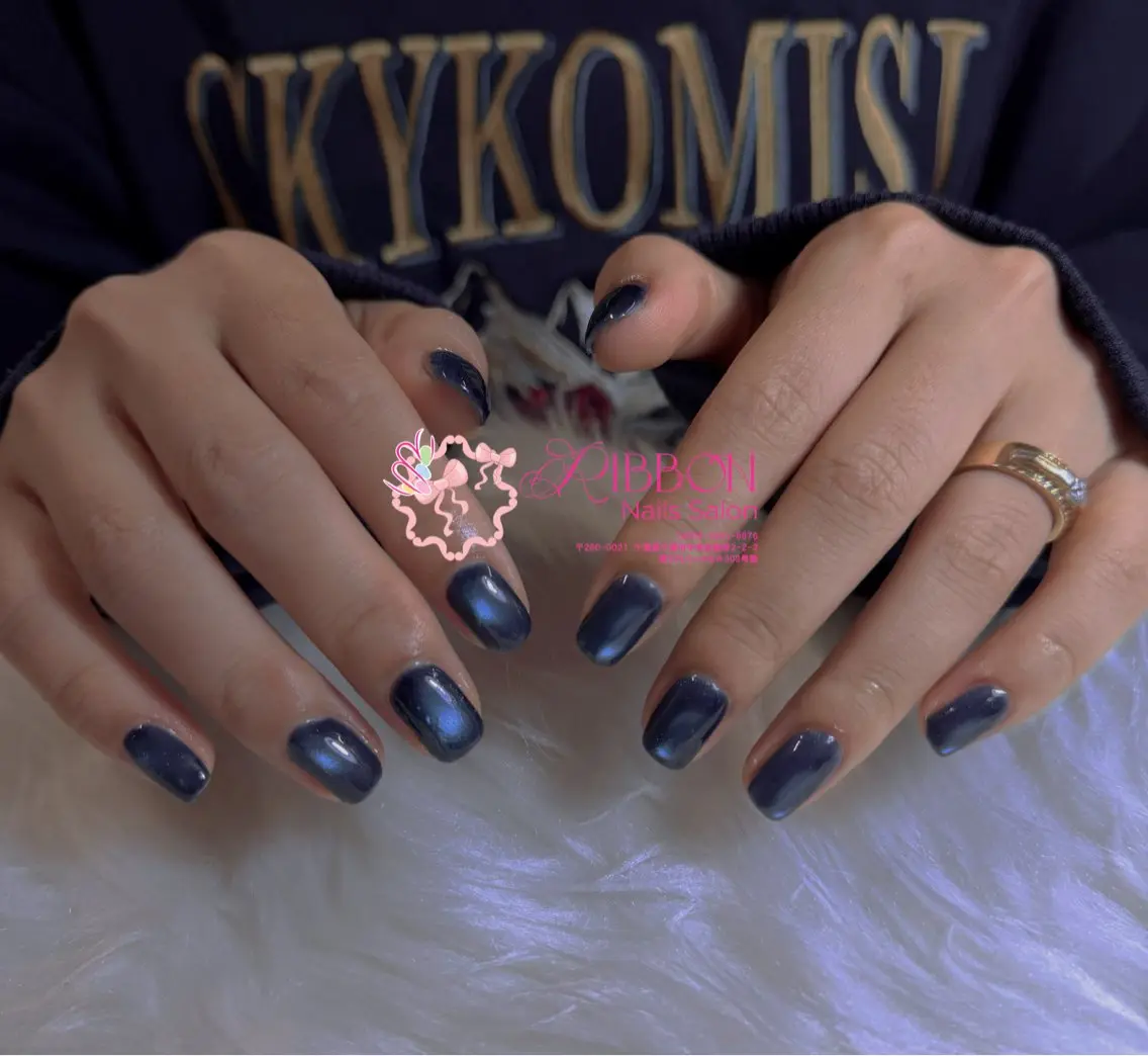 ネイル フレンチネイル ジェルネイル マグネットネイル 持ち込み ニュアンスネイル Ribbonnail salonのネイルデザイン