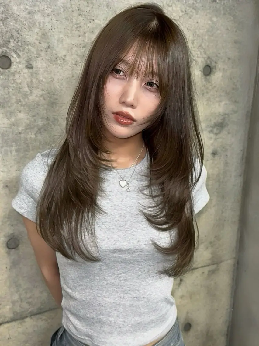 ロング ボブ くびれヘア ハッシュカット 髪質改善 韓国風ヘア カット ヘアカラー 髪質改善 似合わカットTodaのヘアスタイル