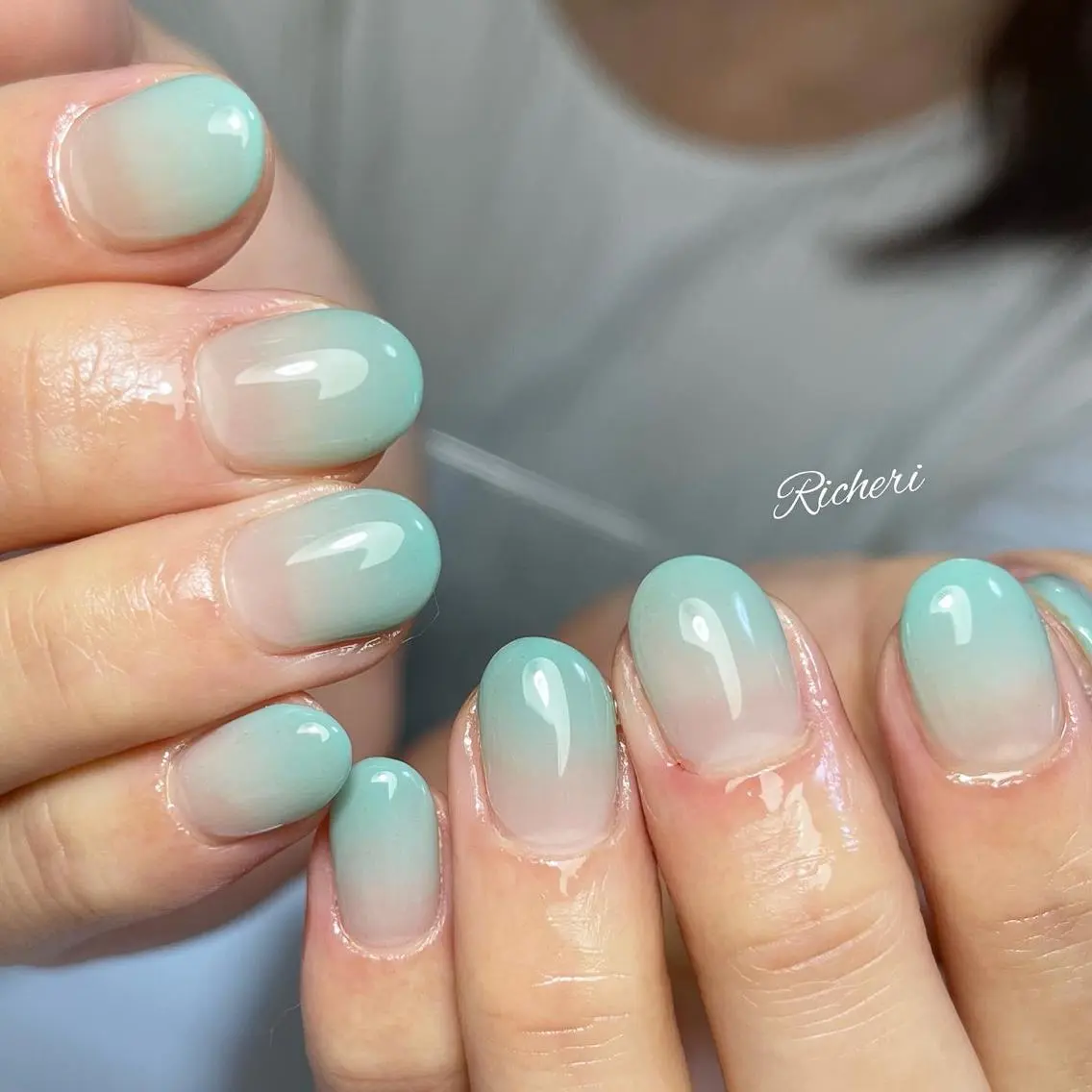 ミディアム ネイル グリーン richeri beautyのその他イメージ