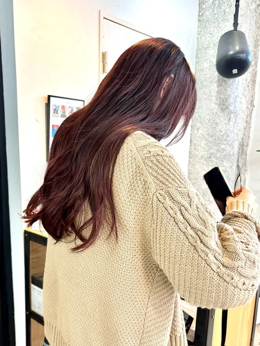 ロング カラー ブリーチ ブラウンカラー カシス 透明感カラー ラベンダーカラー 暖色カラー/天神/ ヘイマサクラのヘアスタイル