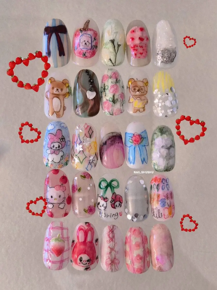 ネイル ハンドネイル 3dパーツ/流行り 👧shushu❤️のネイルデザイン