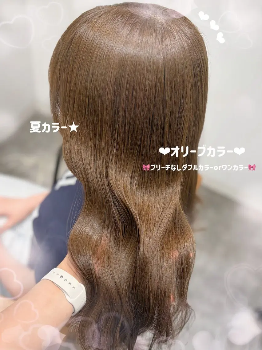 ロング カラー ベージュカラー ブリーチ ダブルカラー ブリーチなしカラー オリーブベージュ non. ダブルカラー🎀🤍のヘアスタイル