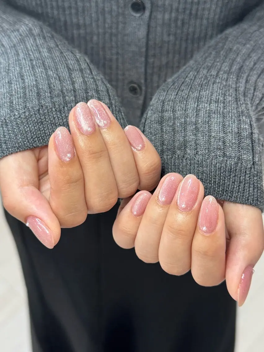 ネイル アートネイル オーロラネイル チークネイル フレンチネイル ガラスフレンチ ハンドネイル 🎀🎀YooLi Nail Salonのネイルデザイン