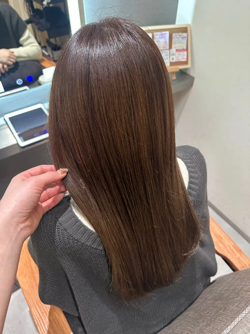 セミロング カラー ヘアアレンジ 透明感カラー グレージュ オリーブグレージュ オリーブグレー 🇰🇷韓国スタイル レイヤー/ayanaのヘアスタイル