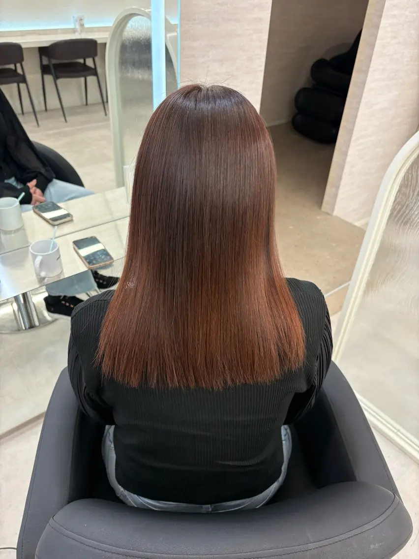 セミロング パーマ 縮毛矯正 トリートメント JUNO韓国ヘア MIAN.⋆𝜗𝜚のヘアスタイル