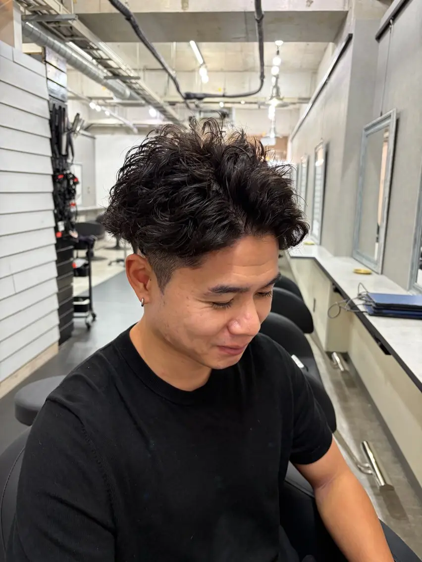 ショート メンズ メンズパーマ カット パーマ トリートメント ダブルカラー メンズパーマ大成のヘアスタイル
