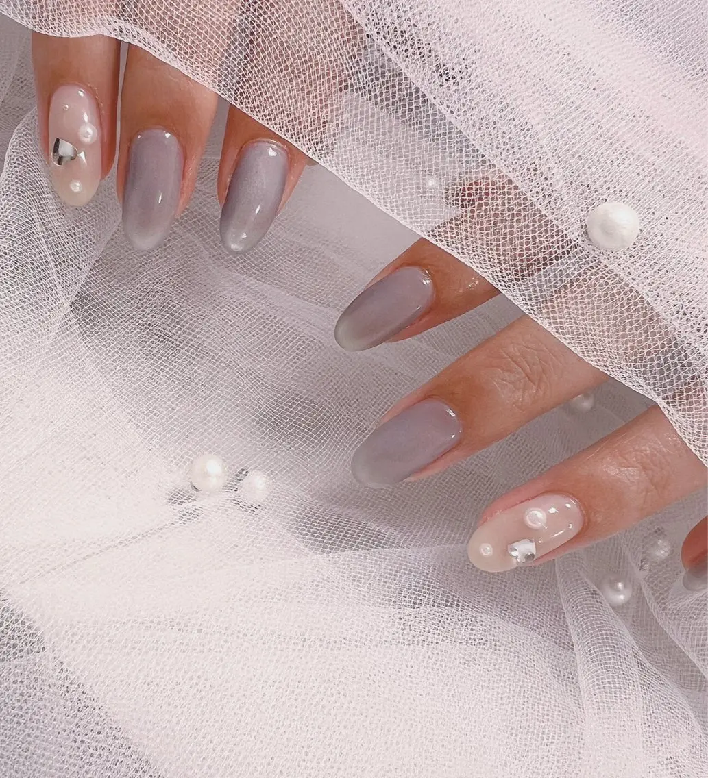 ネイル オーロラネイル フットネイル ジェルネイル 韓国ネイル ワンホンネイル ハンドネイル nail salon Lauleaのネイルデザイン