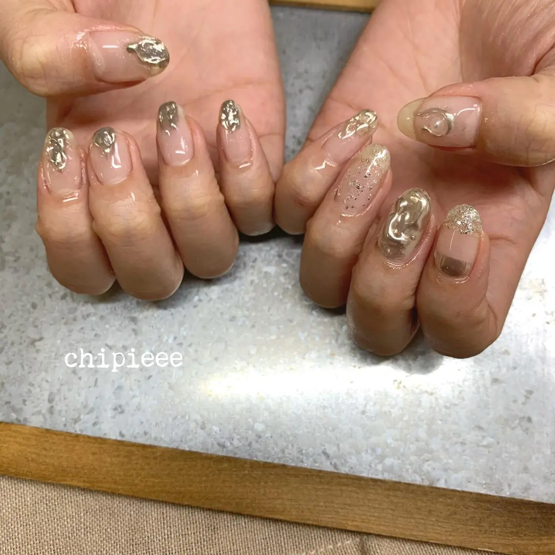ネイル クリアネイル ミラーネイル シルバー . SHIORIのネイルデザイン