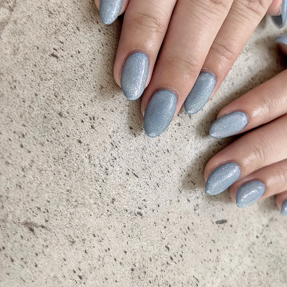 ネイル ブルー マグネットネイル Maison Calin manaのネイルデザイン