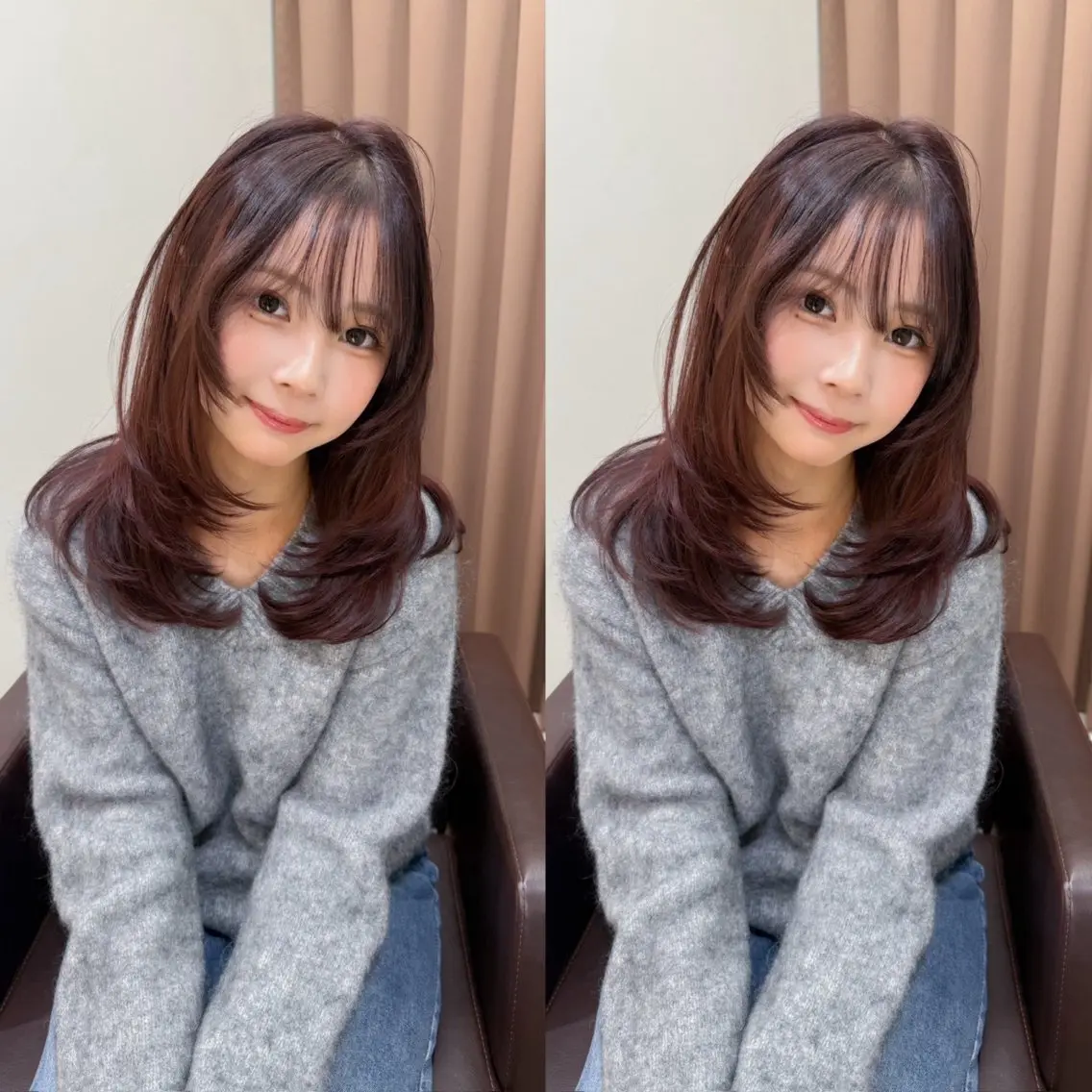 ミディアム レイヤーカット カット ヘアカラー トリートメント 盛れる艶カラー× レイヤーカット/咲来のヘアスタイル