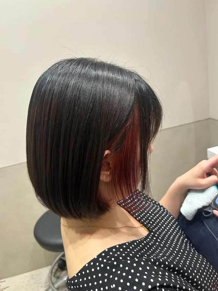 ショート カラー インナーカラー レッドカラー ヘアカラー トリートメント 髪質改善縮毛矯正,ブ リーチ縮毛矯正KEIのヘアスタイル