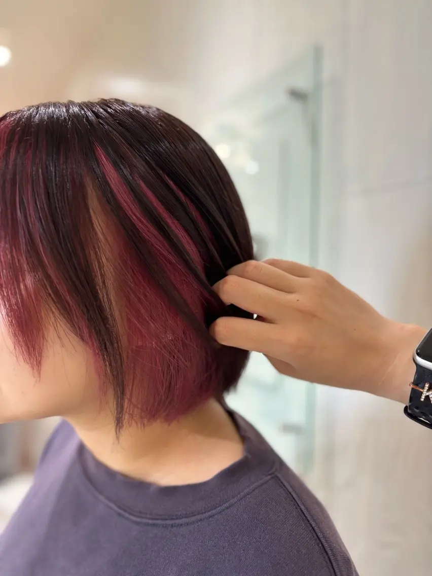 ショート カラー ヘアカラー トリートメント yui🥀/ボブ /ブリーチなしカラーのヘアスタイル