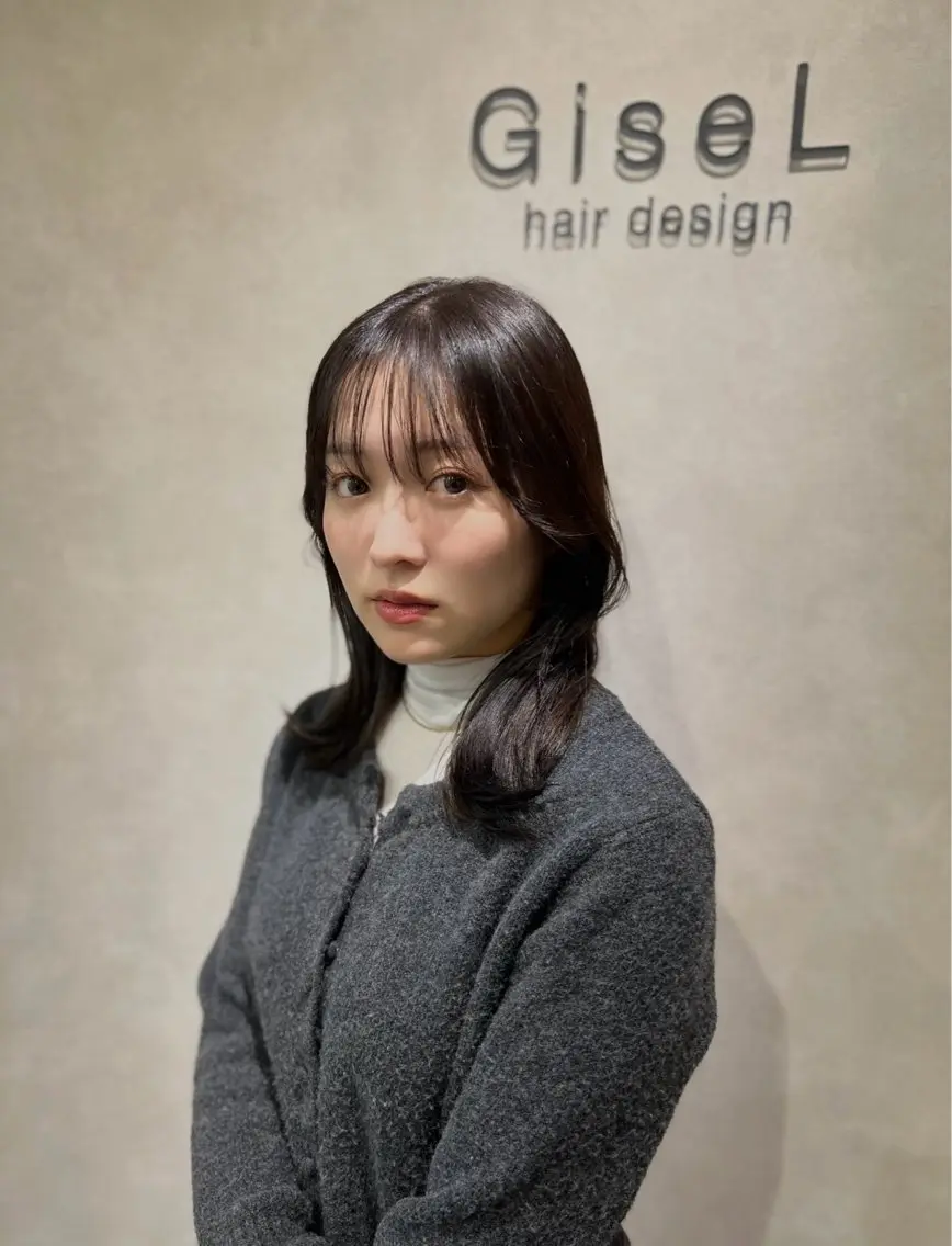 ミディアム カラー 黒髪 ブリーチ 透明感カラー 顔周りカット レイヤーカット 透明感/レイヤー 🇰🇷tomonaのヘアスタイル