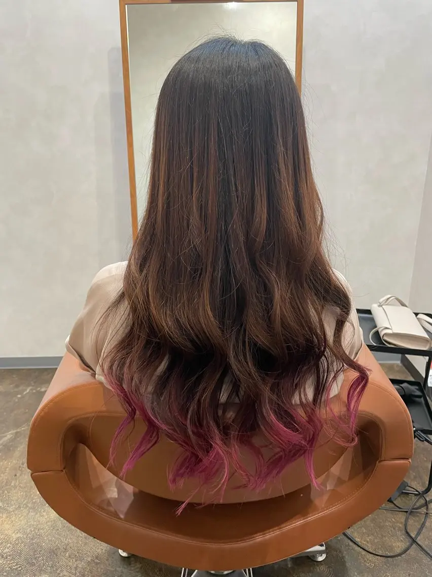 セミロング カラー ブリーチ カット ヘアカラー 小川 舜人のヘアスタイル