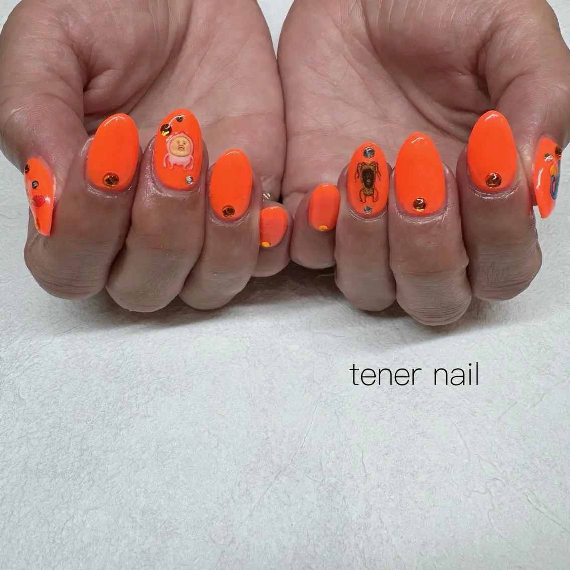 ネイル オレンジ ハンドネイル テネルネイル tener nailのネイルデザイン