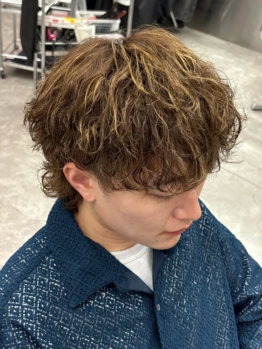 ミディアム カラー パーマ メンズ カット パーマ トリートメント ヘアセット 🔥最強メンズ特化/ パーマの達人🔥風見のヘアスタイル