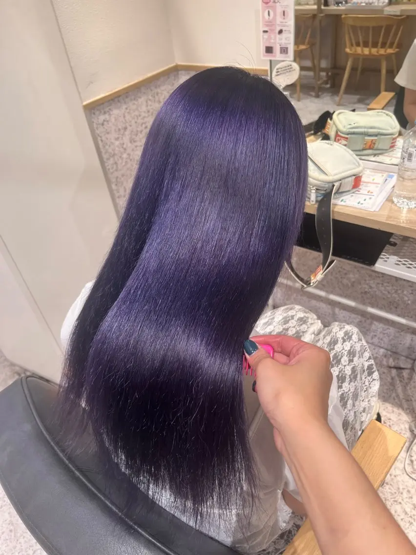 ロング カラー ブリーチ ブルーカラー ダブルカラー ラベンダーカラー ヘアカラー 髪質改善&艶カラー/ ほんだあみ (♡)のヘアスタイル