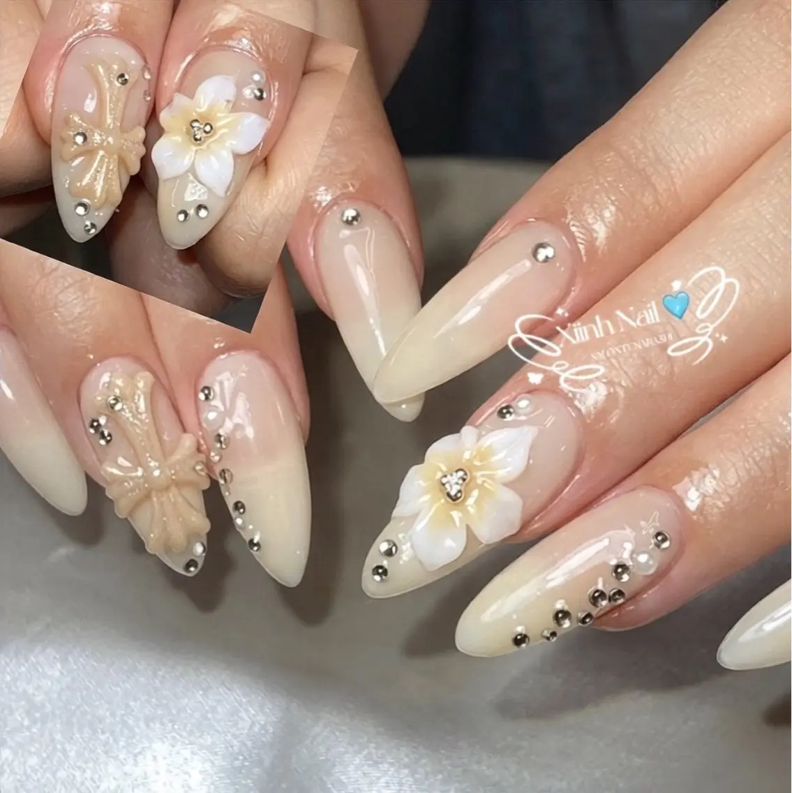 ネイル 長さ出し ガーリー 韓国ネイル 持ち込み ワンホンネイル ハンドネイル YURI NAILのネイルデザイン