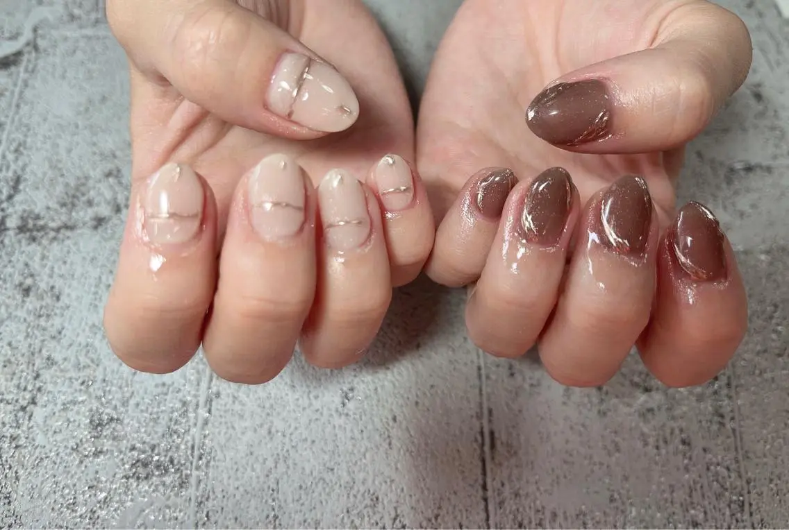 ネイル ジェルネイル ミラーネイル ニュアンスネイル Mimi Nailのネイルデザイン