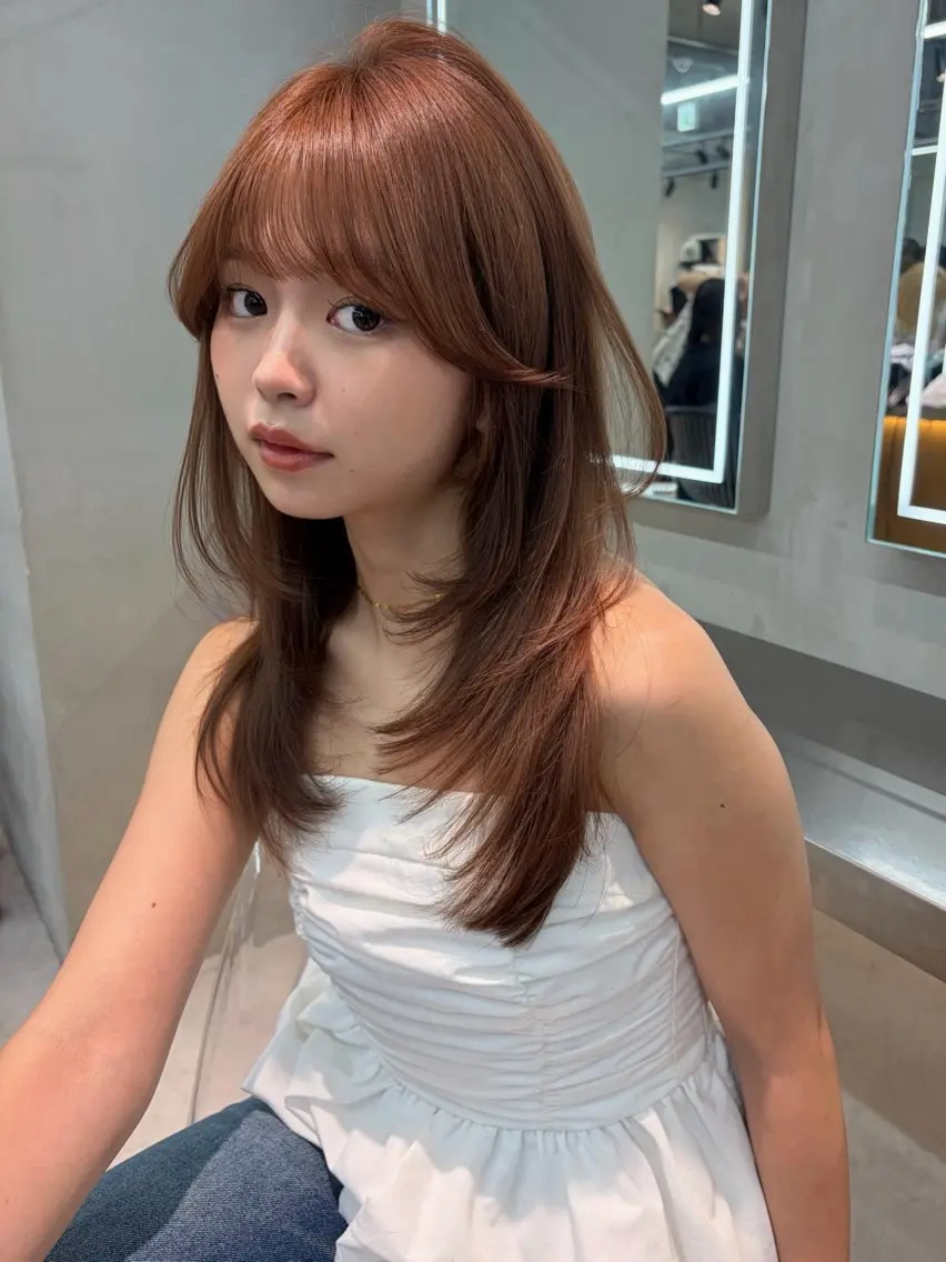 ミディアム カラー ベージュカラー ブリーチ 透明感カラー ブリーチなしカラー 髪質改善 ヘアカラー トリートメント 【博多髪質改善】 吉村　清志のヘアスタイル