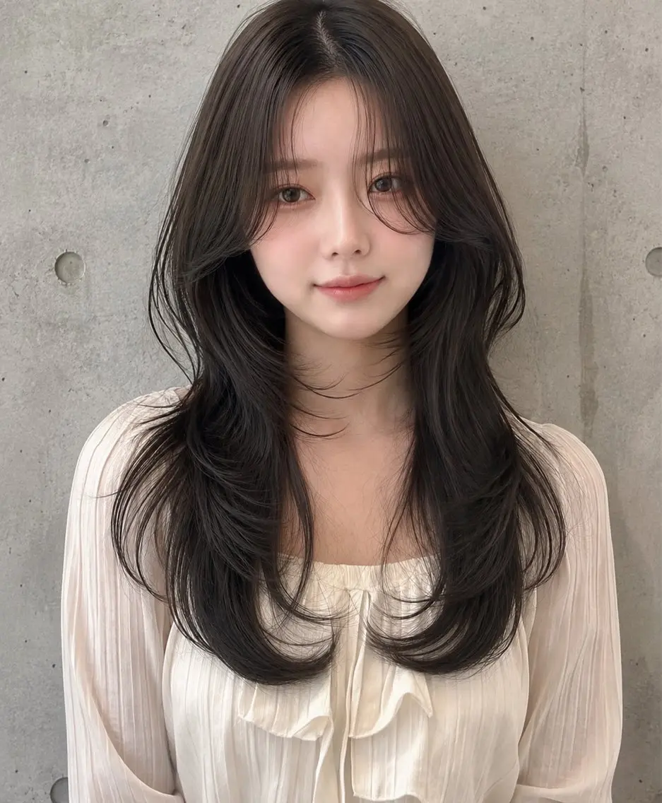 セミロング カラー ヘアアレンジ グレージュ くびれヘア 顔まわりレイヤー ハッシュカット 韓国風ヘア カット ヘアカラー トリートメント 🌫️大人韓国ヘア 🌫️naoyaのヘアスタイル