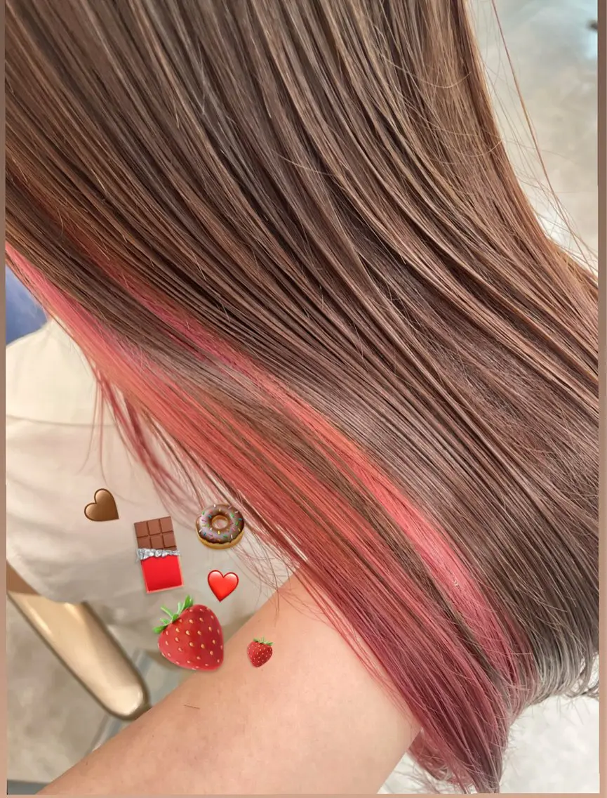 ロング カラー ブリーチ インナーカラー ピンクカラー ヘアカラー トリートメント ヘッドスパ 【透明感カラー🩶】 津田和希のヘアスタイル