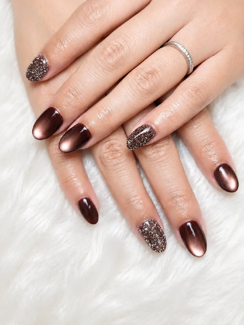 ネイル ブラウン ハンドネイル WB,nail 🤍 KOKORO のネイルデザイン