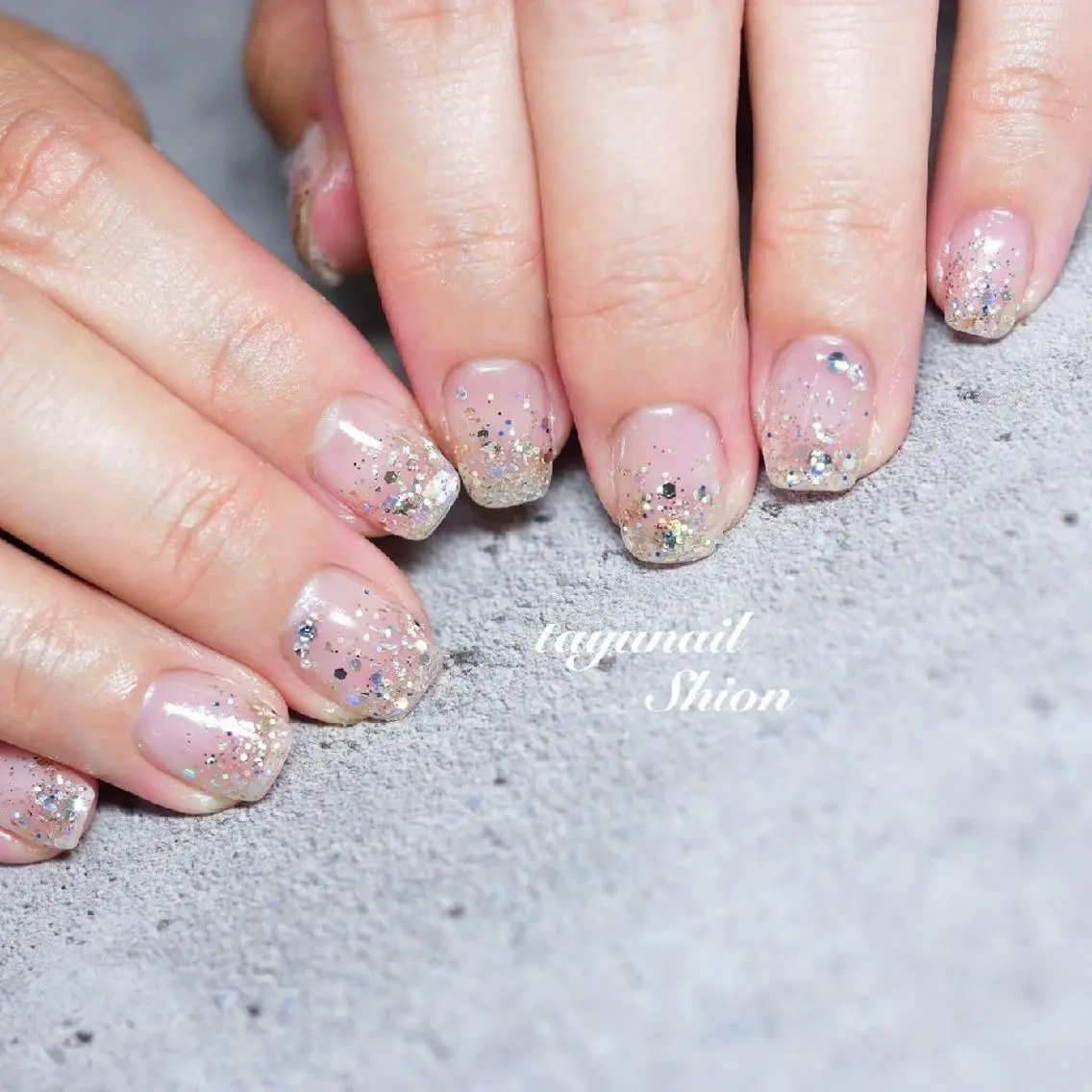 ネイル ブルー クリアネイル ジェルネイル キラキラネイル ラメ(グリッター) ネイルサロン 【たゆnail】のネイルデザイン