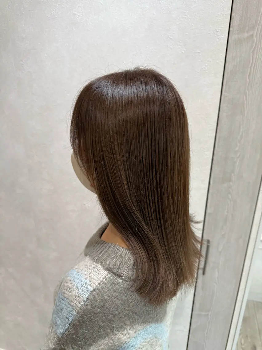 セミロング カラー 髪質改善 トリートメント トリートメント 髪質改善縮毛矯正 💎TOMOのヘアスタイル