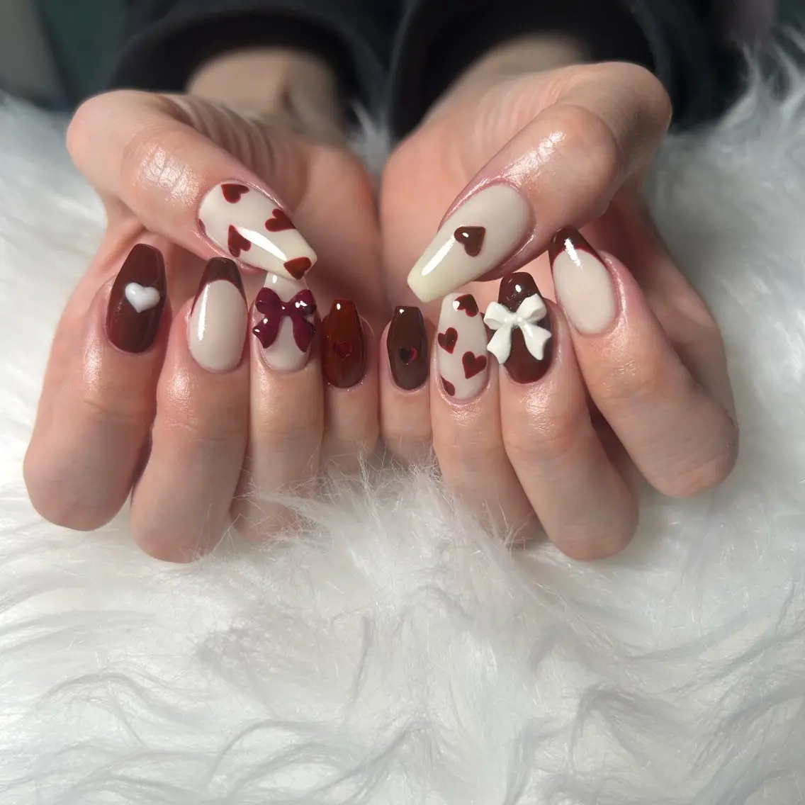 ネイル ハート リボン ハンドネイル haac nailsのネイルデザイン
