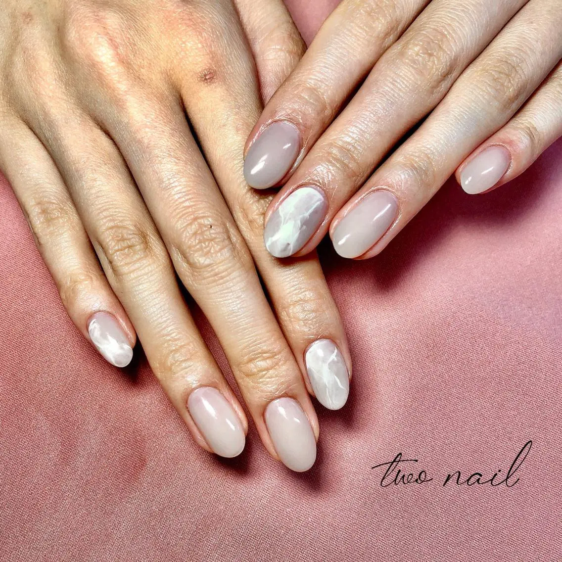 ネイル アートネイル フットネイル ハート 大理石ネイル(マーブル) ニュアンスネイル two nailのネイルデザイン