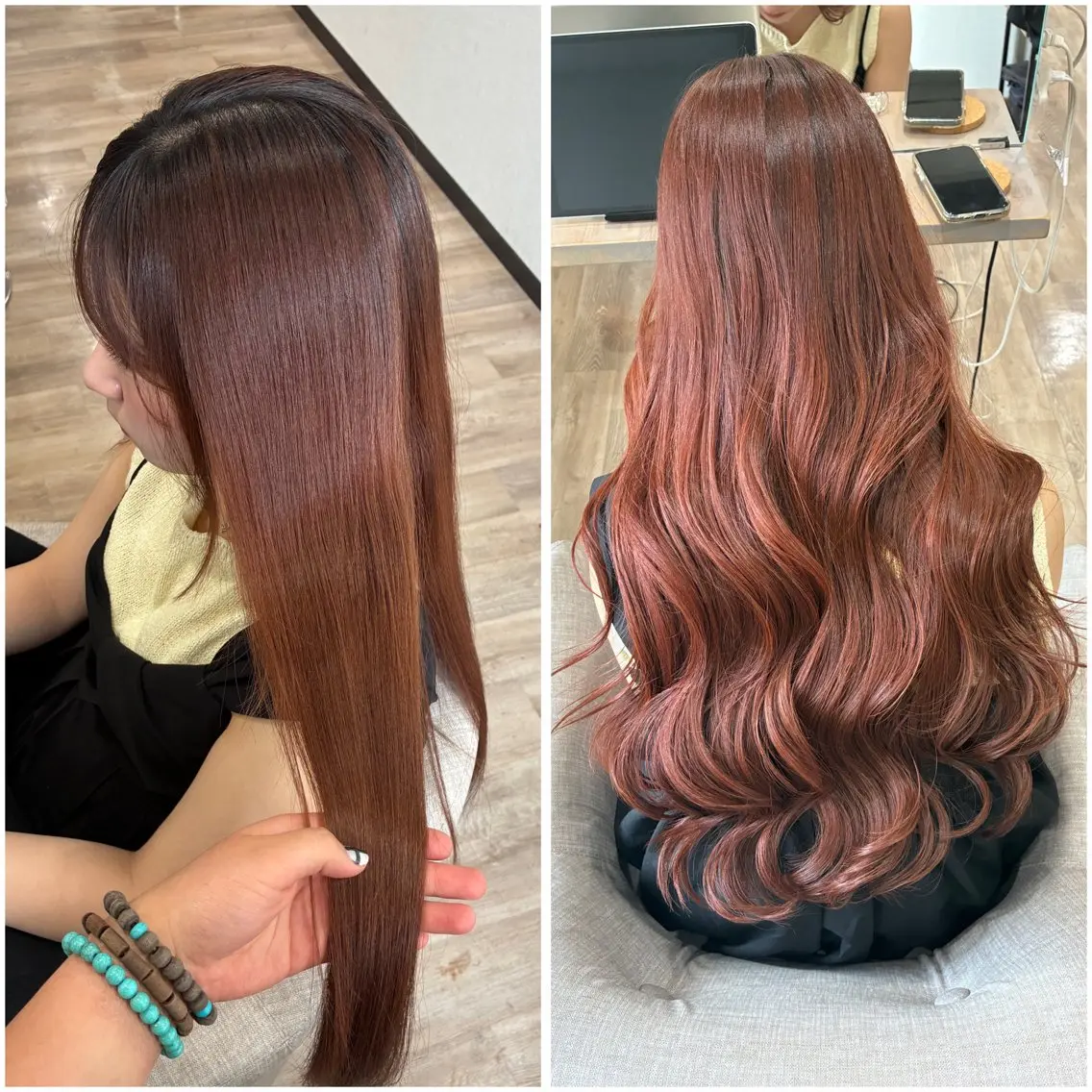 ロング カラー カシス オレンジ ヘアカラー トリートメント 🌺髪質改善カラー/ 齋藤ゆうなのヘアスタイル