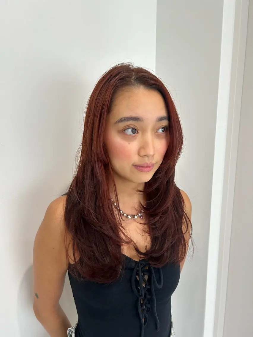 ロング カラー カット 縮毛矯正 愛結 暖色カラー🎀🩰のヘアスタイル