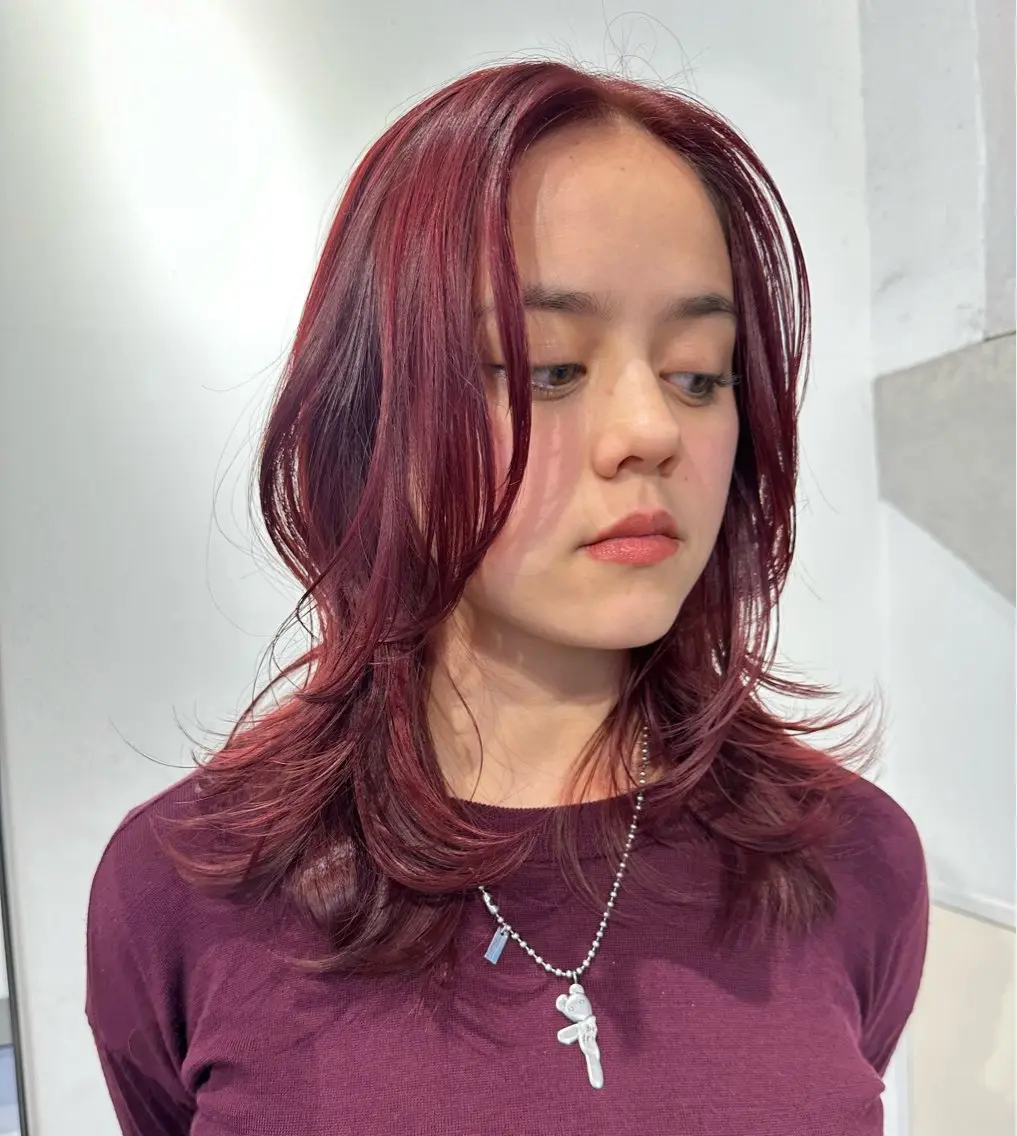 ミディアム カラー レイヤーカット カット 韓国ヘアメンズ・レデ ィース特化ミクのヘアスタイル