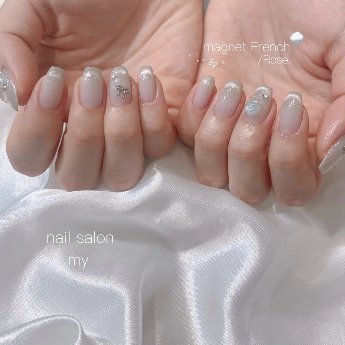 ネイル フレンチネイル ジェルネイル 韓国ネイル マグネットネイル マグネットフレンチ NailSalon MYのネイルデザイン